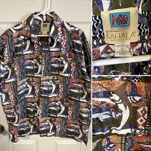Vintage Kahala Hawaiian shirt with swordfish chest size 50”